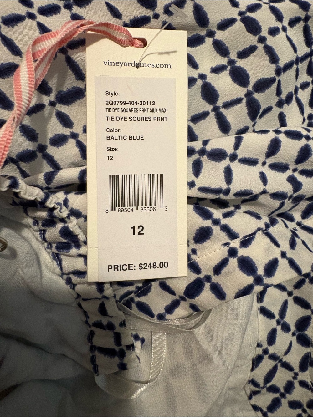 Vineyard Vines White and Navy - Women's Silk Summer Dress - Picture 2 of 6